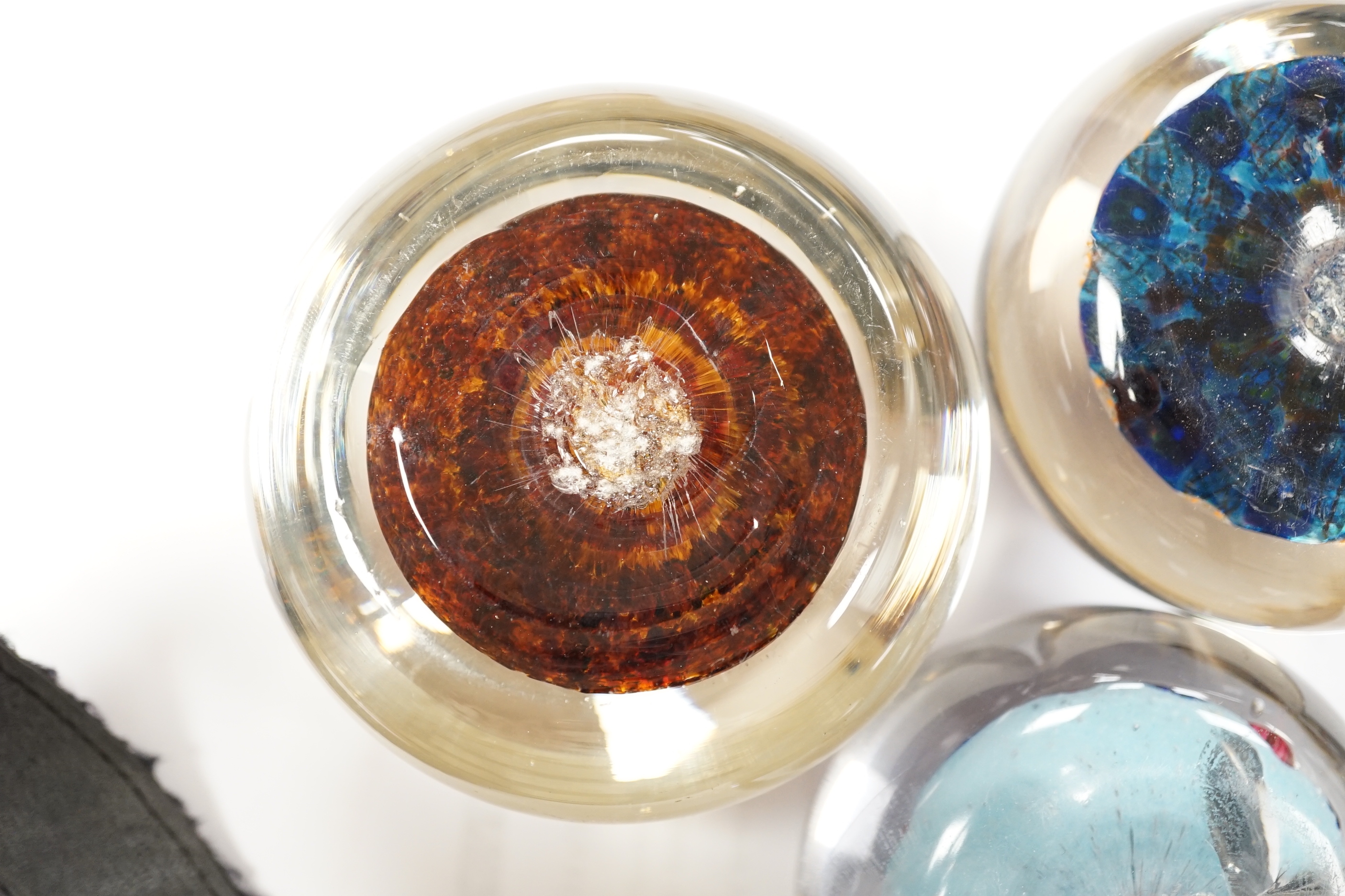 Three paperweights: one Perthshire and two others, Perthshire 6cm high